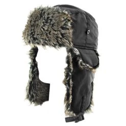 Balboa WTH114 Trooper Hat W/ Grey Fur-Black #WTH114