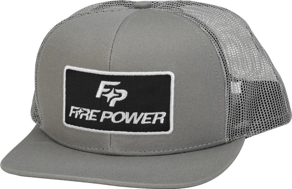 FIRE POWER FLAT BILL PATCH HAT GREY #99-8106